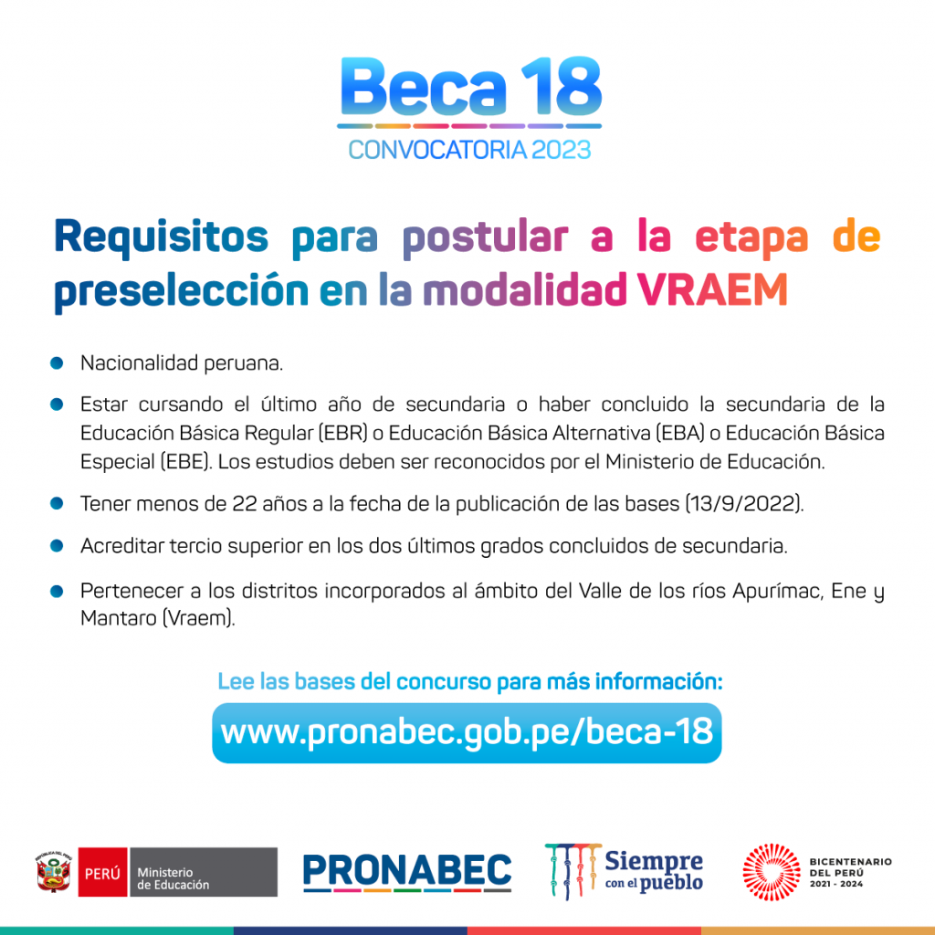 Beca18-2023-Requisitos-Modalidad-Vraem