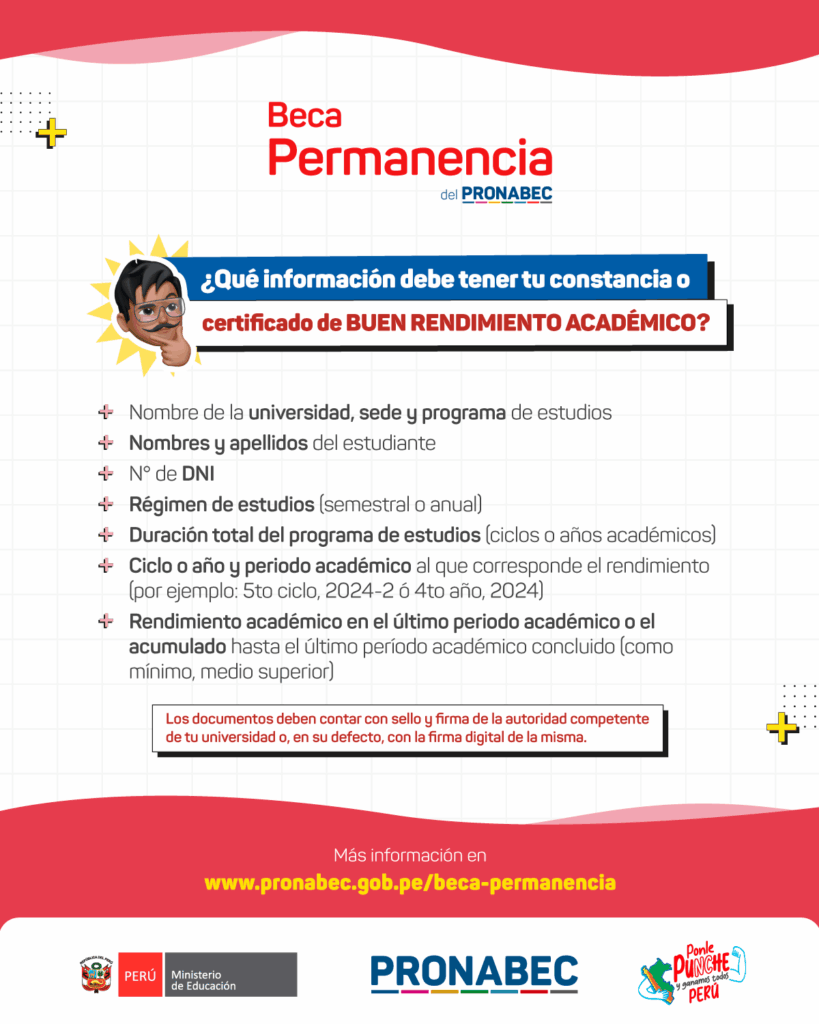 Beca-Permanencia 2025 - Certificado de buen rendimienco académico