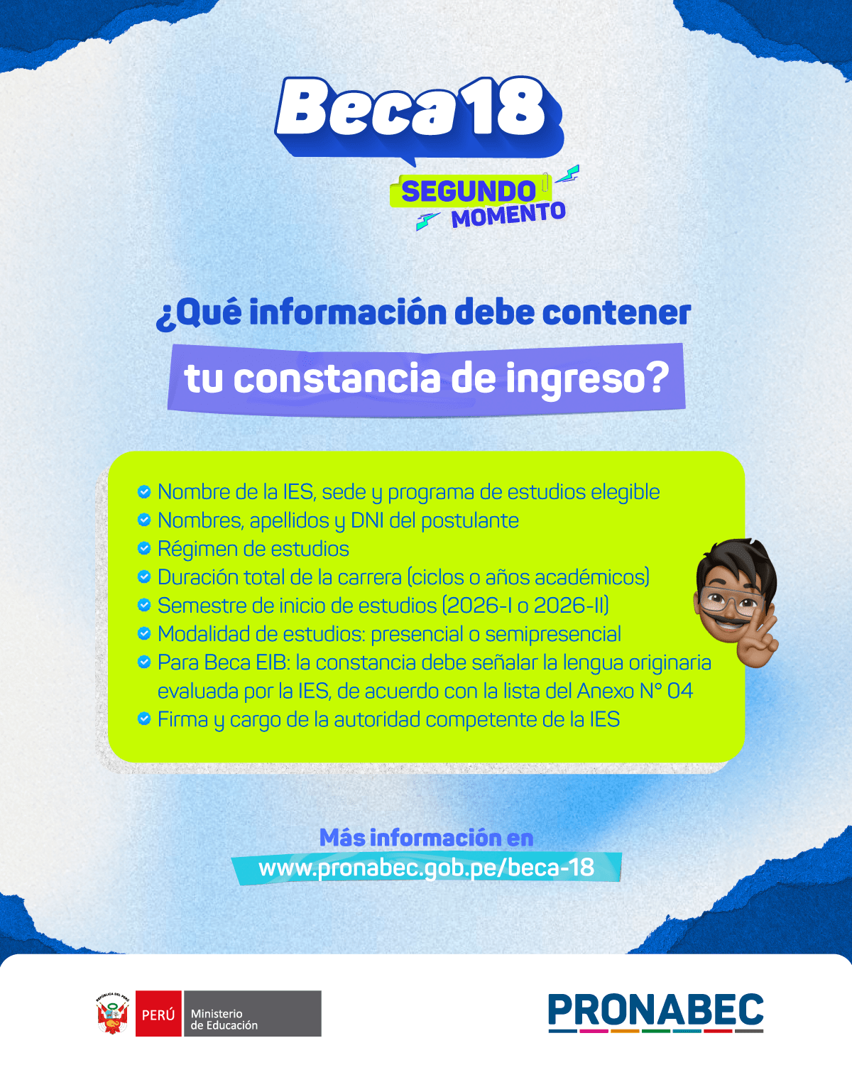 Beca 18-2026 - Información de constancia de ingreso