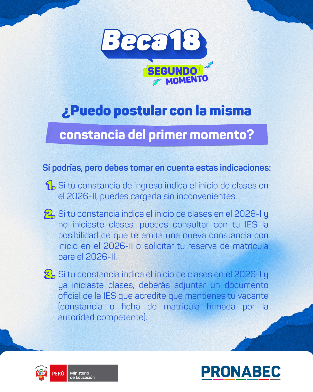 Beca 18-2026 - Postular con la misma constancia